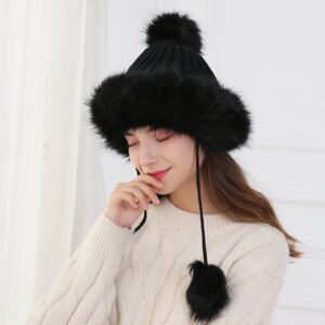 Chapeau d'hiver à pompons en fausse fourrure pour femme