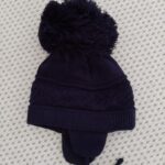 Bonnet gros pompon tricoté en coton avec oreillettes pour bébé