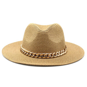 Chapeau de paille panama galon chaine dorée
